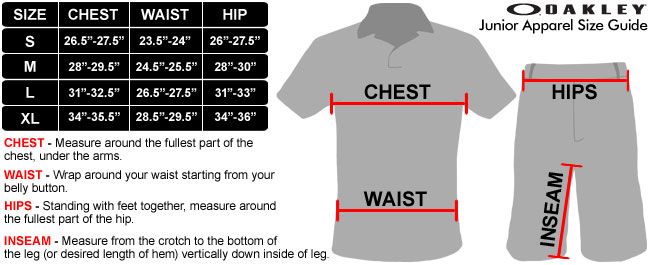 Oakley t 2025 shirt sizing